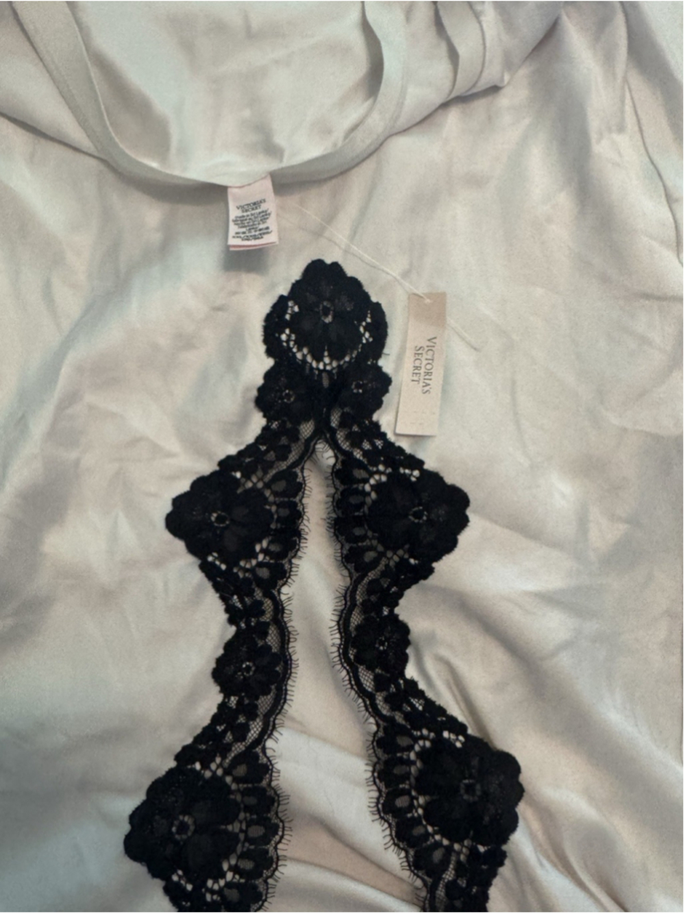 Victoria’s Secret Satin Ivory Black Lace-Trim Cami & Midi Skirt Set XXL NEW NWT - Picture 10 of 15